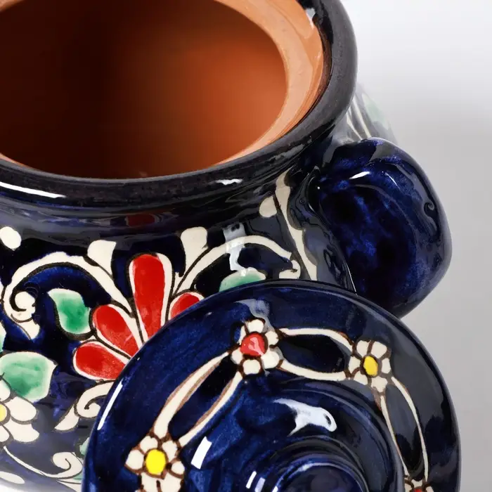 Сахарница узбекская Риштанская Керамика &laquo;Цветы&raquo;, 1 л, синяя