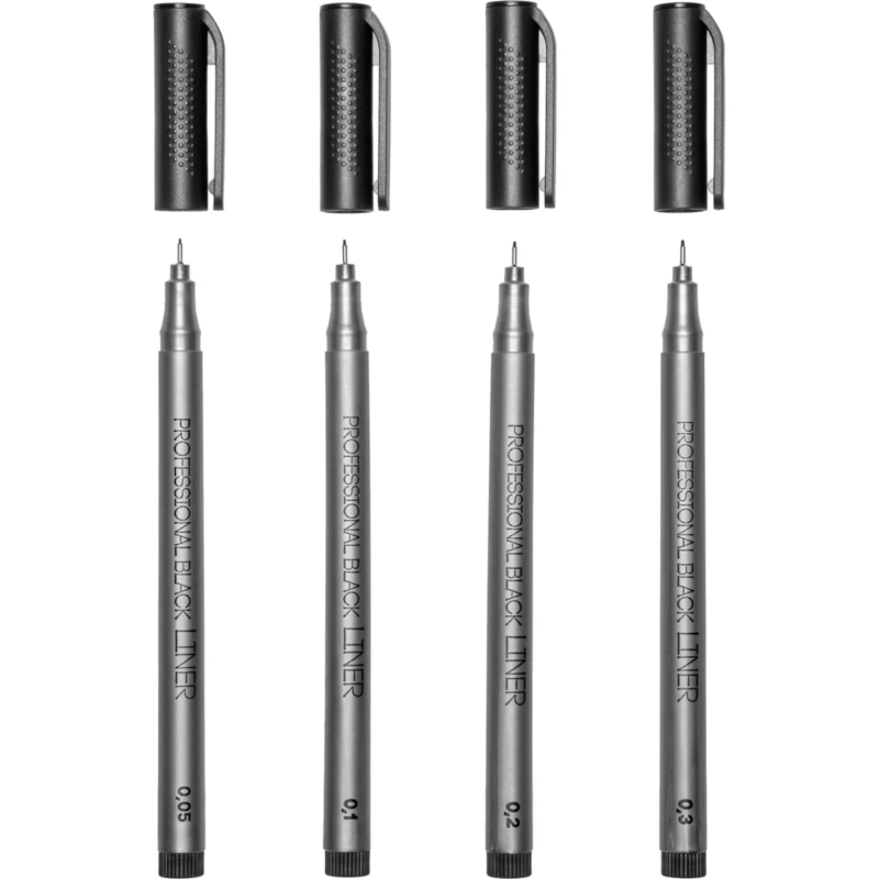 Набор линеров тонких Sketch&Art черного цвета, 4 шт. 36-0031