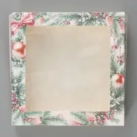 Коробка подарочная новогодняя, складная 20&times;20&times;4 см &laquo;Еловый венок&raquo;