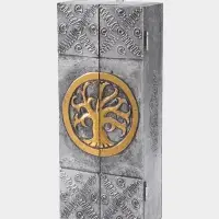 Ключница "Древо" (6 крючков) 14х7х32 см, МДФ, цв. серебро