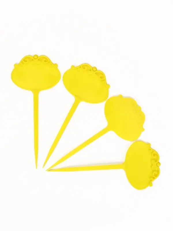 Таблички садовые для маркировки, фигурные, 15 см, набор 20 шт., пластик, жёлтые, Greengo