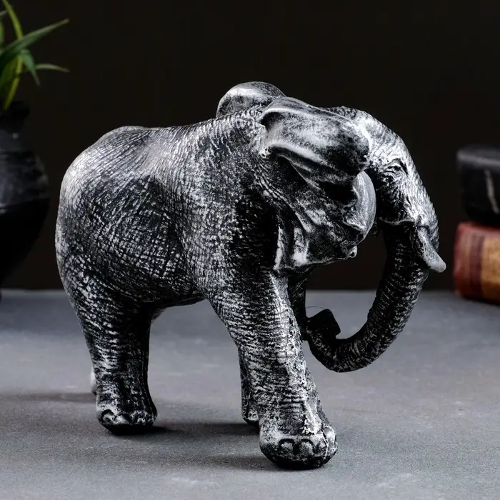 Фигурка полистоун &laquo;Слон африканский&raquo;, серебро, 18&times;7&times;13 см