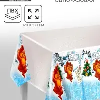 Скатерть новогодняя одноразовая &laquo;Зимовье&raquo;, 120&times;180 см