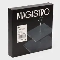Этажерка для фруктов и десертов Magistro Valley, 2 яруса, d=25/20, h=25 см, сланец, чёрная