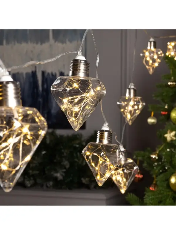 Гирлянда &laquo;Нить&raquo; 3 м с насадками &laquo;Лампочки кристалл&raquo;, IP20, прозрачная нить, 80 LED, свечение тёплое белое, 8 режимов, 220 В