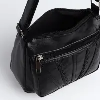 Сумка женская кросс-боди на молнии, 20&times;8.5&times;15 см, однотонная, чёрная