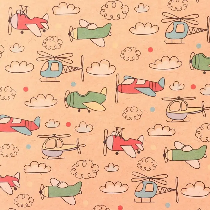 Бумага упаковочная крафтовая &laquo;Самолёты&raquo;, 50 х 70 см