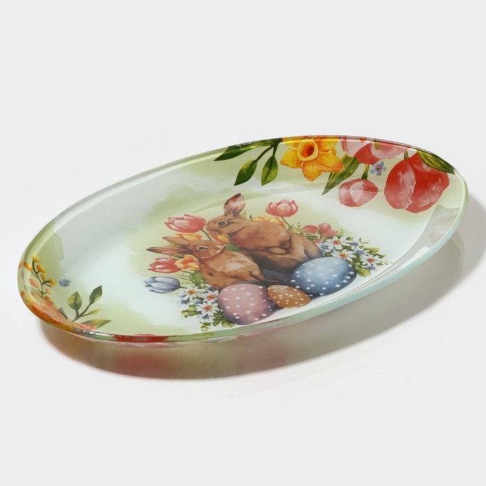 Блюдо сервировочное овальное Доляна «Акварель», 24,5×15×2 см, стекло Блюдо сервировочное овальное Доляна «Акварель», 24,5×15×2 см, стекло