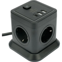 Сетевой фильтр Cablexpert Tower 4р/2м, 10А, 2хUSB, черный(TWR-4-CU2-B-2)