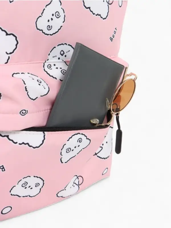 Рюкзак школьный &laquo;Мишки&raquo; для девочки, с пеналом, 3 кармана, 28&times;12&times;43 см, розовый