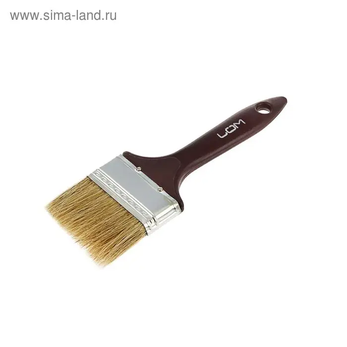 Кисть плоская ЛОМ, натуральная щетина, пластиковая рукоятка, 2.5 Кисть плоская ЛОМ, натуральная щетина, пластиковая рукоятка, 2.5", 63 мм