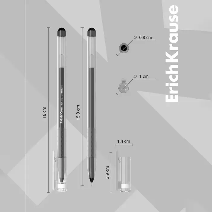 Ручка гелевая ErichKrause G-Round Stick Classic, узел 0.5 мм, чернила чёрные, длина линии письма 1000 метров