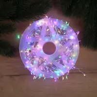 Гирлянда &laquo;Мишура&raquo; 20 м, роса, IP44, серебристая нить, 600 LED, 8 режимов, свечение мульти, 18 В