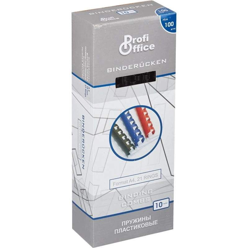 Пружины для переплета пластиковые ProfiOffice 10мм, черные 100шт/уп.