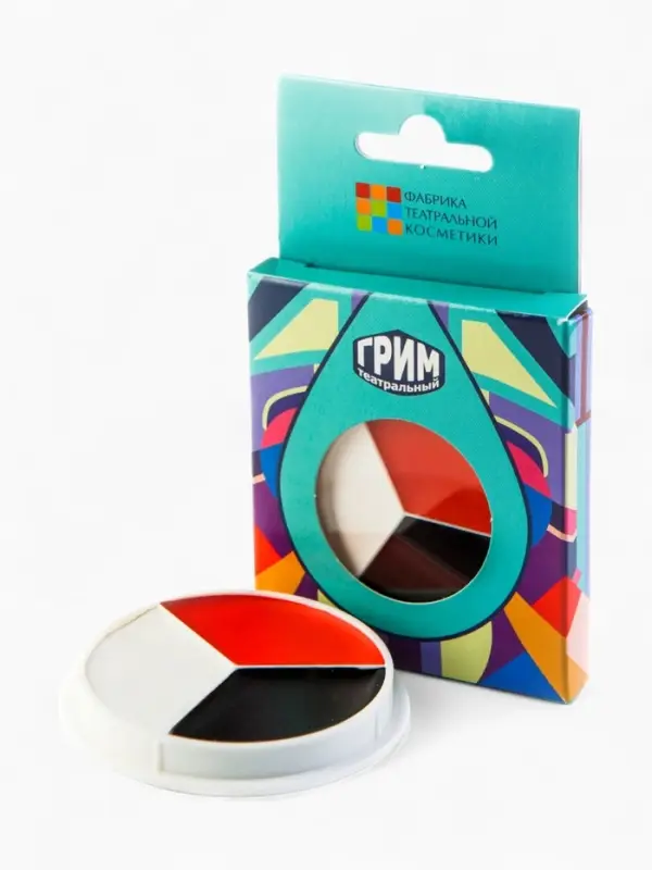 Профессиональный театральный грим  Профессиональный театральный грим "Шайба", (красный, белый, черный), 15 мл.