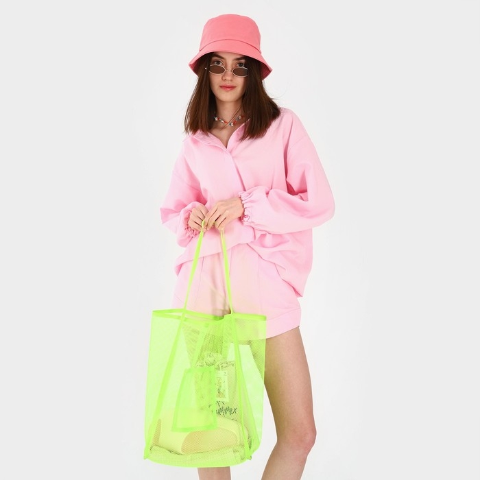 Сумка шопер пляжная, сеточная, 41х32х26 см, зелёный цвет Сумка шопер пляжная, сеточная, 41х32х26 см, зелёный цвет