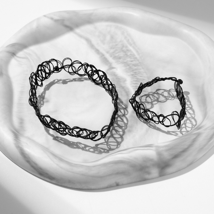 Набор 2 предмета: чокер, браслет «Классика», цвет чёрный, 30 см Набор 2 предмета: чокер, браслет «Классика», цвет чёрный, 30 см