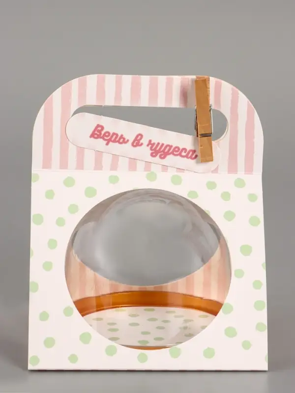 Коробка подарочная с куполом &laquo;Горошек мятный&raquo;, 11.5&times;12&times;15.5 см