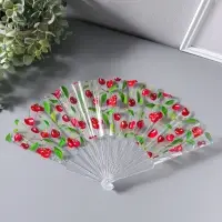 Веер складной пластик &laquo;Вишенки&raquo;, блеск, 23 см