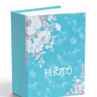 Фотоальбом на 100 фото кожзам 10х15 см "Цветочная ветвь" голубой 12,7х5х16,5 см