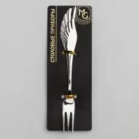 Вилка десертная Magistro Wings, длина 14 см, нержавеющая сталь, серебристая