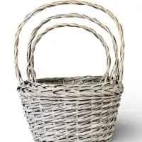 Корзина плетёная для хранения Penelope, лоза, с ручкой, серая, набор 3 шт.