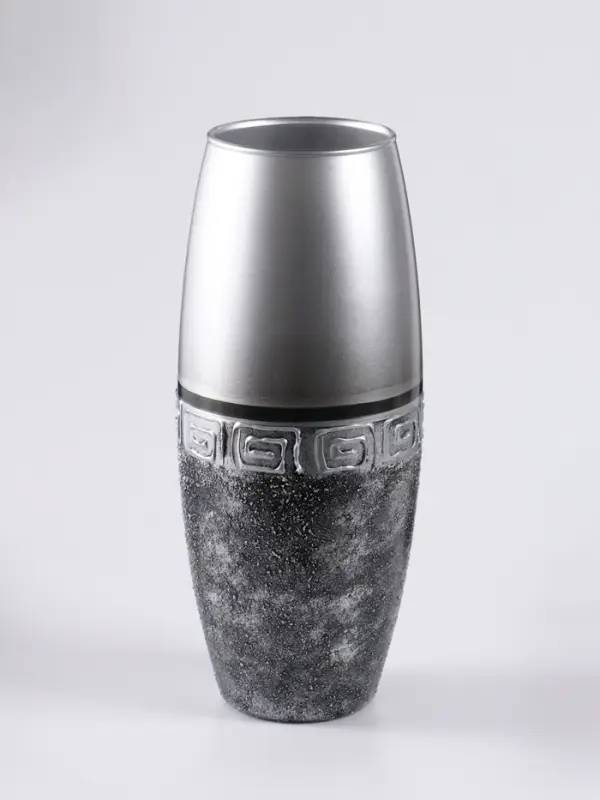 Ваза «Абстракция», полоса, овал, h=26 см, стекло, серо-чёрная Ваза «Абстракция», полоса, овал, h=26 см, стекло, серо-чёрная