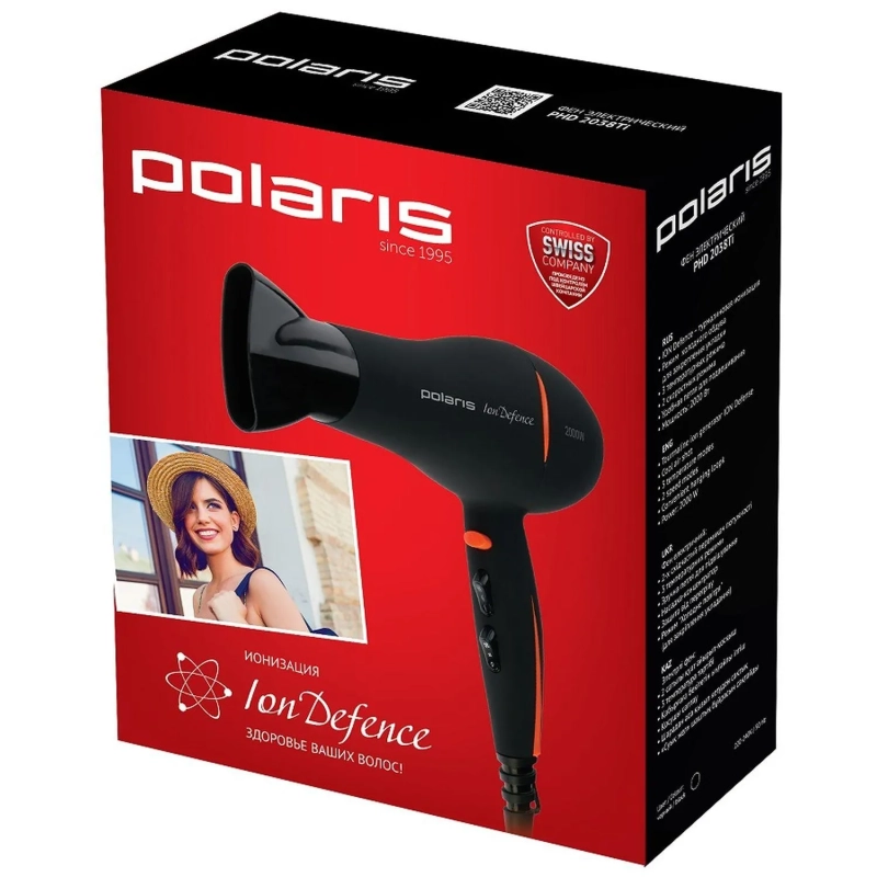 Фен POLARIS PHD 2038Ti, черный