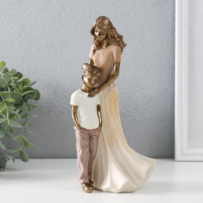 Сувенир полистоун  Сувенир полистоун "Мама с сыном" бронза, пастельные оттенки 11х8х22,5 см