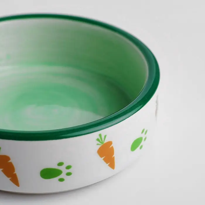 Миска керамическая с морковками 100 мл 8.8&times;8.8&times;3 см, зелёно-белая