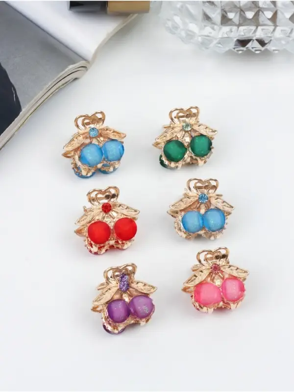 Крабик для волос «Арфея», вишенки, 2.3 см, золото МИКС