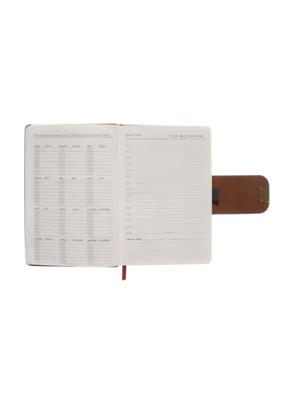Ежедневник недатированный формат А5, с хлястиком, 96л, линия, пвх, Коричневый Ежедневник недатированный формат А5, с хлястиком, 96л, линия, пвх, Коричневый