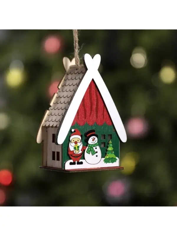 Ёлочная игрушка &laquo;Домик со снеговиком&raquo;, 7.7&times;11&times;6 см, 1 LED, от батареек, свечение тёплое белое