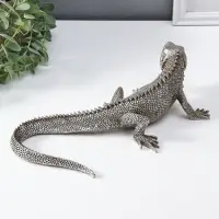 Сувенир полистоун "Игуана" чернённое серебро 25,2х12,2х7 см