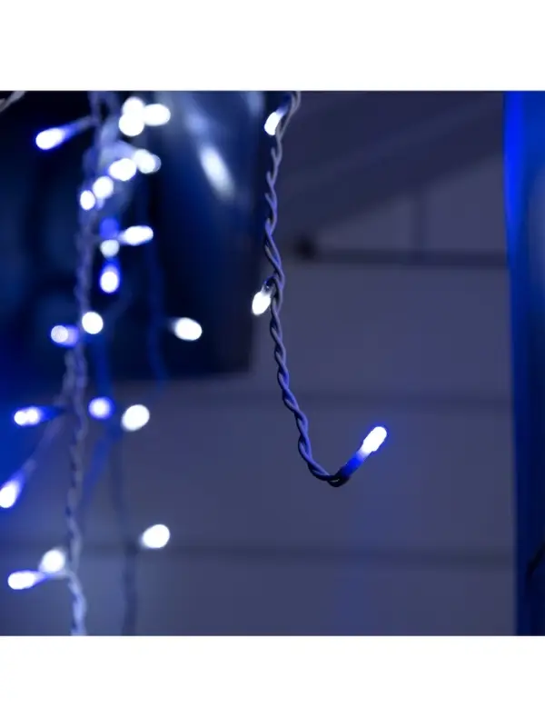Гирлянда &laquo;Бахрома&raquo; 3&times;0.6 м, IP44, УМС, белая нить, 160 LED, свечение бело-синее, мигание, 220 В