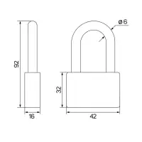 Замок навесной, тип 6, 6&times;50 мм, длинная дужка