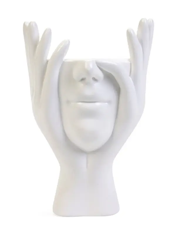 Декоративное кашпо для цветов &laquo;Мечты в руках&raquo;, 380 мл, 20&times;13.5&times;13 см, гипс, белое