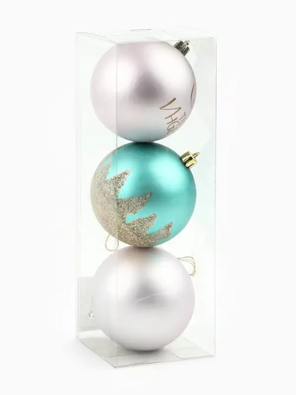 Новогодние шары ёлочные &laquo;Санта видел твой Инстаграм&raquo;, пластик, d=8, 3 шт., розовые, тиффани