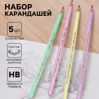 Карандаши чернографитные BIC HB Evolution &laquo;Пастель&raquo;, набор 5 штук, пластиковые