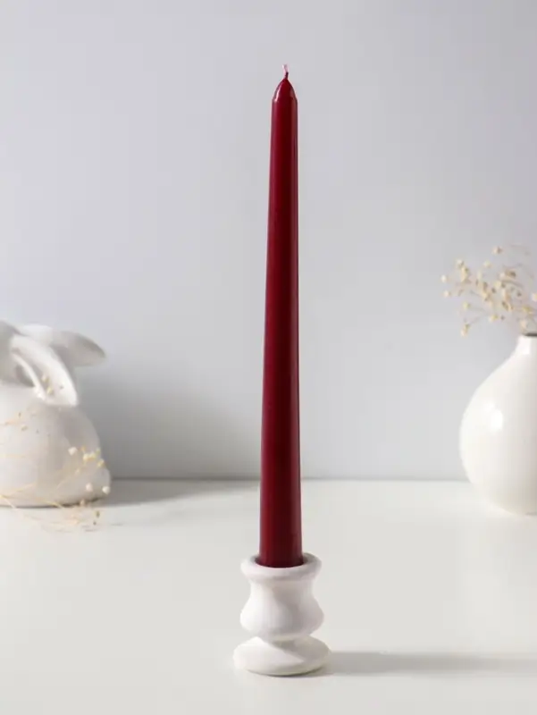 Свеча античная 25 см, 58 г, 7 ч, бордовый