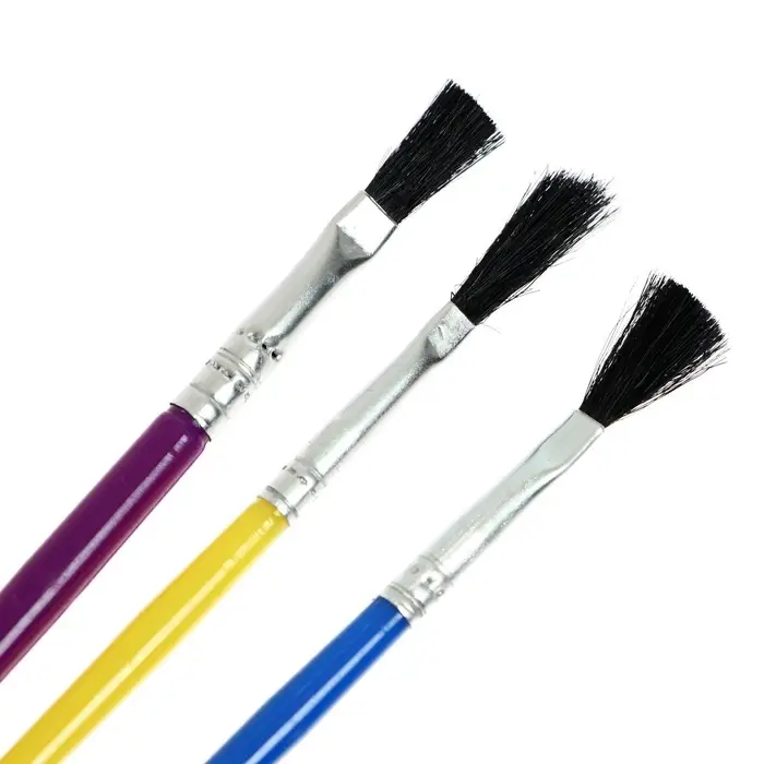 Набор кистей для рисования, нейлон, 3 штуки, плоские, пластиковые цветные ручки, международный размер