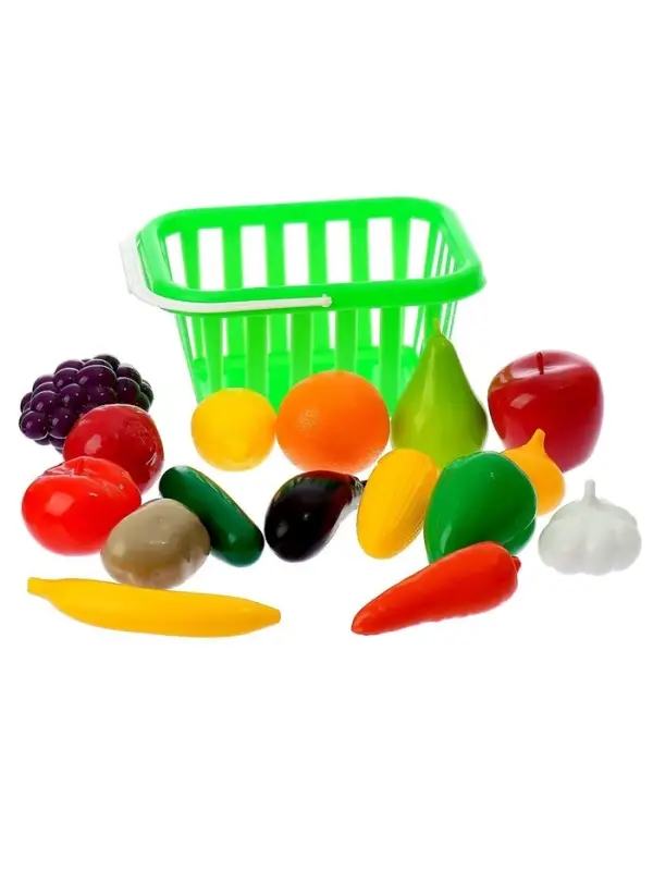 Игровой набор продуктов &laquo;Фрукты и овощи&raquo; в корзине, 17 предметов, МИКС