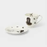 Чайная пара КОРАЛЛ &laquo;Ёжик в тумане&raquo;, 400 мл, фарфор, белая