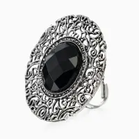 Кольцо &laquo;Этника. Ажурный круг&raquo;, чёрное в чернёном серебре, безразмерное