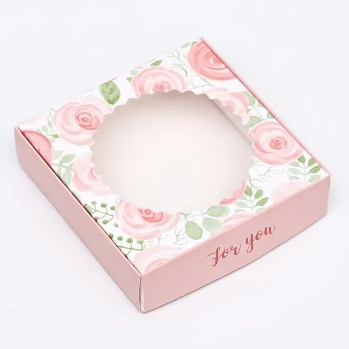 Коробка сборная с окном, For you, 11.5×11.5×3 см Коробка сборная с окном, For you, 11.5×11.5×3 см