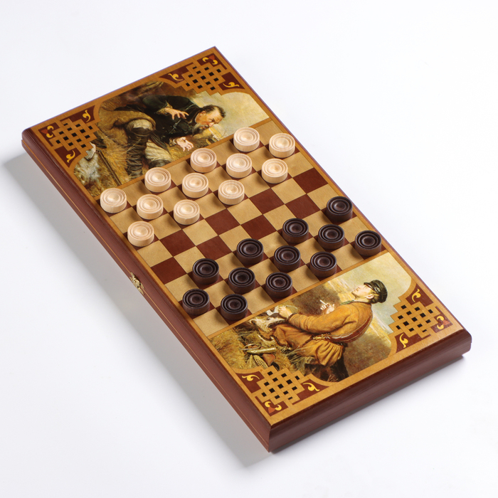 Нарды деревянные большие, настольная игра Нарды деревянные большие, настольная игра "Охотники на привале", 50 х 50 см, с шашками