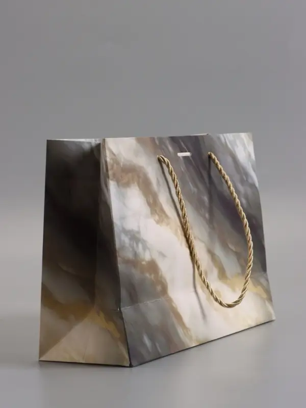 Пакет подарочный "Мрамор" , с бантиком , 28 х 20 х 10 см