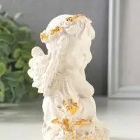 Фигурка гипс &laquo;Ангел в цветах&raquo;, 13&times;8 см, белая