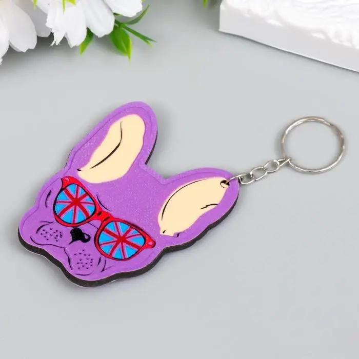 Брелок пластик Брелок пластик "Бульдог в очках" МИКС 6,8х5,5 см