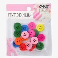 Пуговицы деревянные &laquo;Радуга&raquo;, 4 прокола, d=15 мм, набор 20 шт., разноцветные